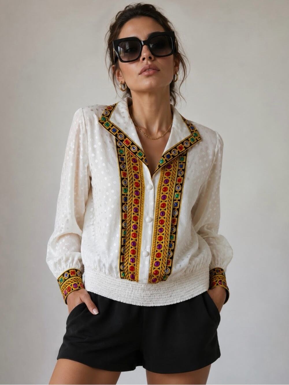 Vintage Francesca of Damon 100% silk blouse. Size 6.
